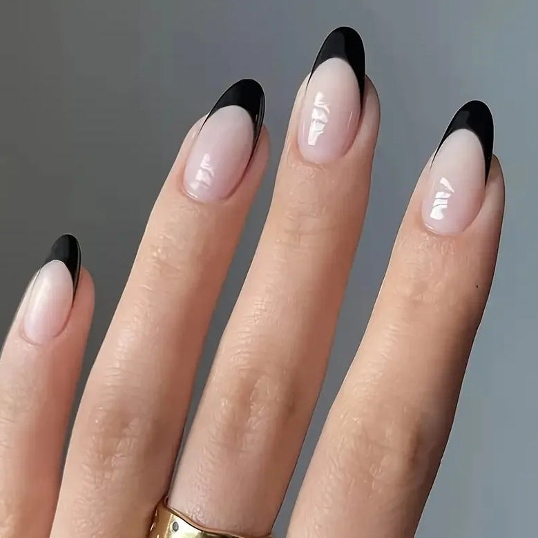 Elegant Black French Tip Acrylic Nail Enhancements Kalsten