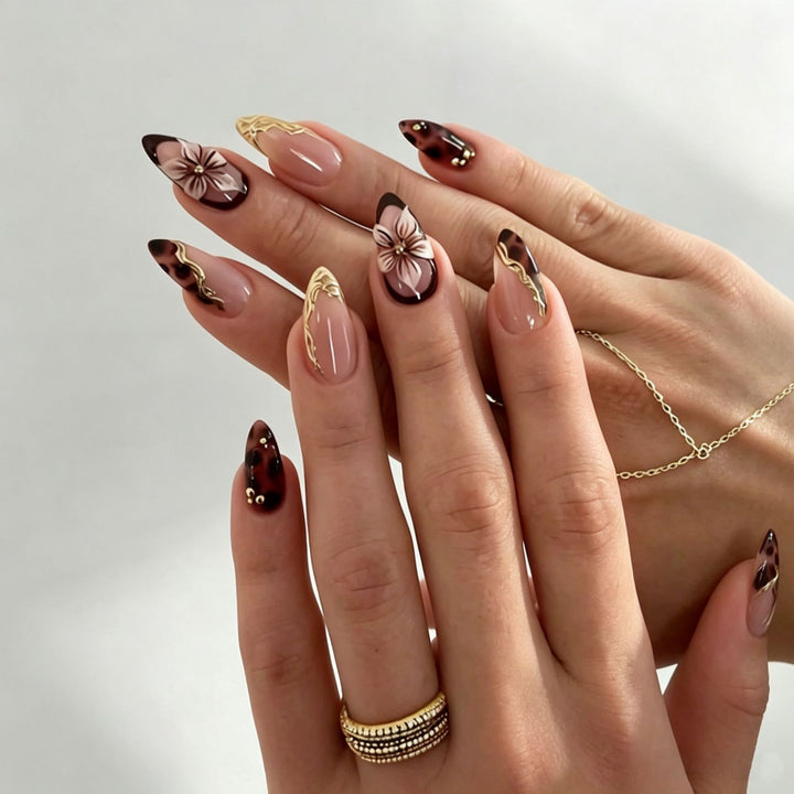 Elegant Press-On Nail Tips with Decorative Bow Kalsten
