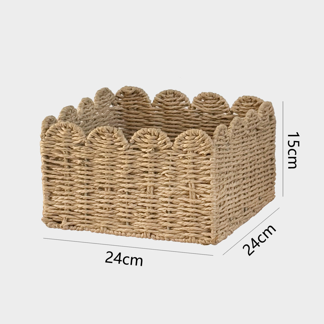 Handcrafted storage basket with playful wave edge Kalsten