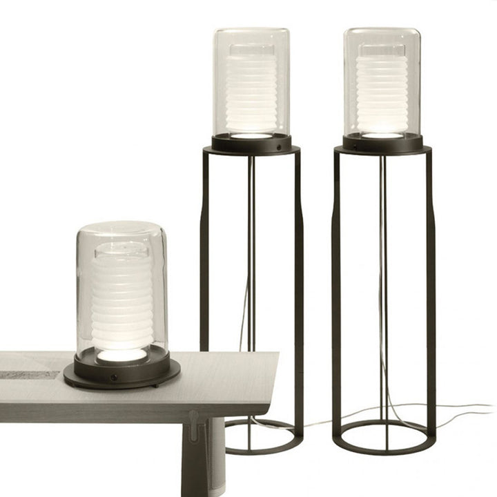 Contemporary Table Lamp with Textured Glass Shade