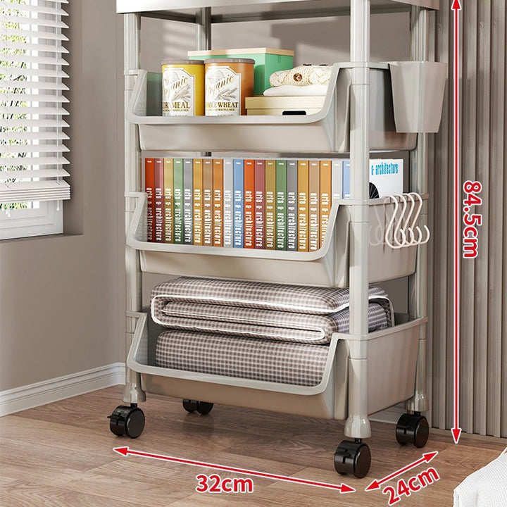 Compact Two-Tier Rolling Storage Cart with Removable Bins and Swivel Casters
