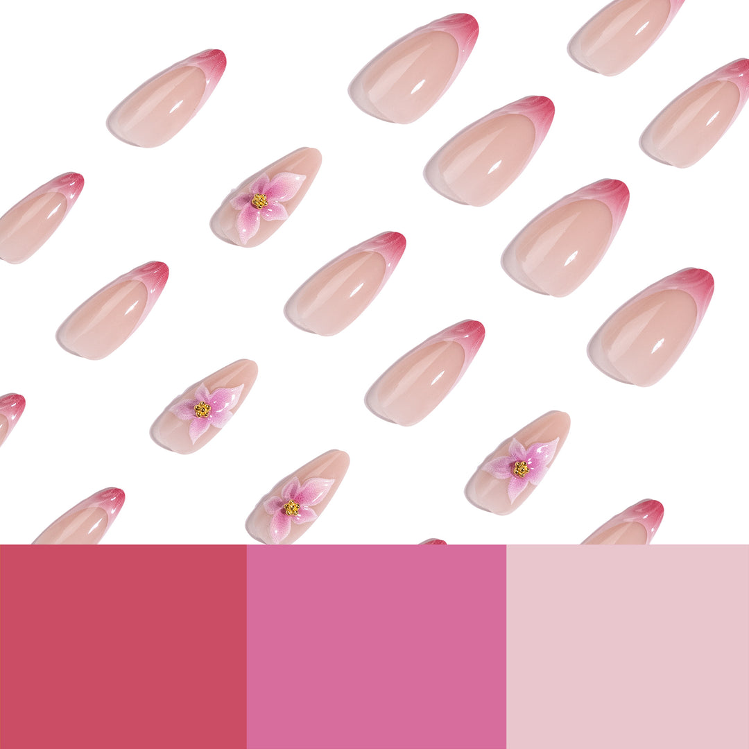 Artistic Nail Extensions with Floral Accents Kalsten