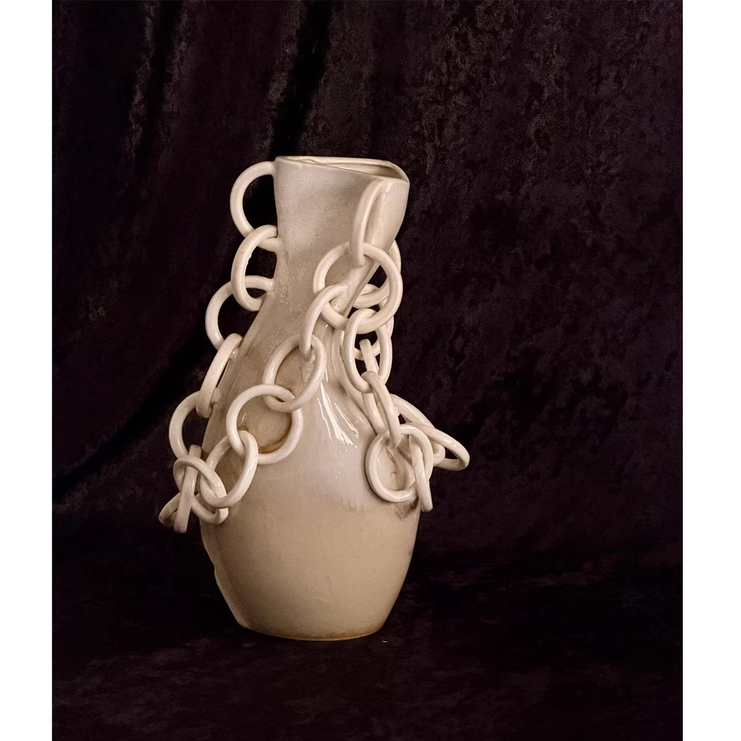 Artistic Chain-Linked Ceramic Vase