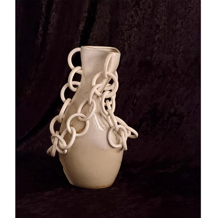 Artistic Chain-Linked Ceramic Vase
