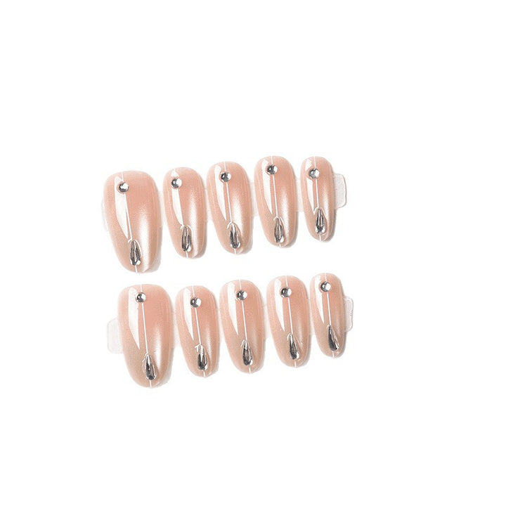 Elegant Press-On Nail Set with Rhinestone Accents Kalsten