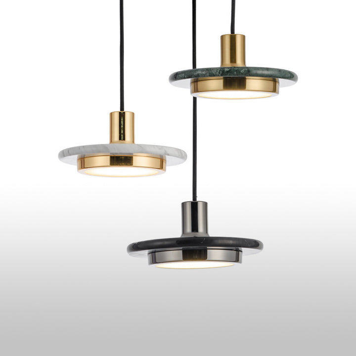 Elegant Marble and Brass Pendant Light