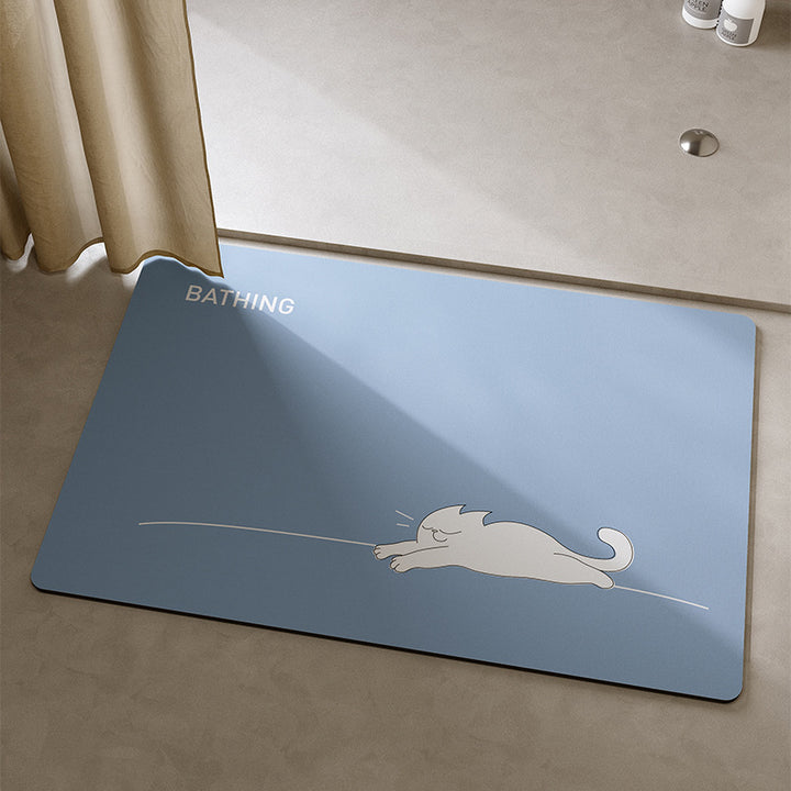 Playful Cat-Themed Bath Mat Kalsten