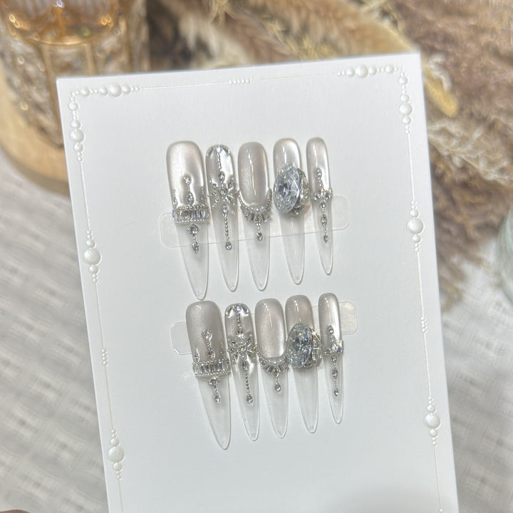 Premium Rhinestone-Embellished Press-On Nail Set Kalsten