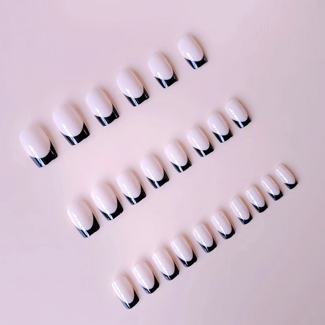 Acrylic nail set with elegant French tips and matte finish Kalsten