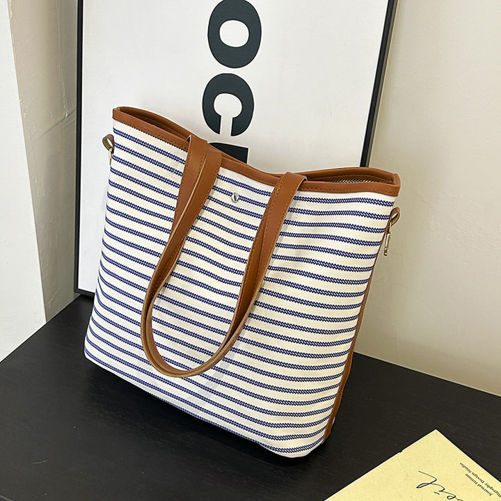 WoStriped Canvas Beach Tote Bag Kalsten
