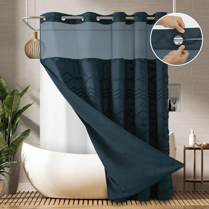 Textured Geometric Shower Curtain Kalsten