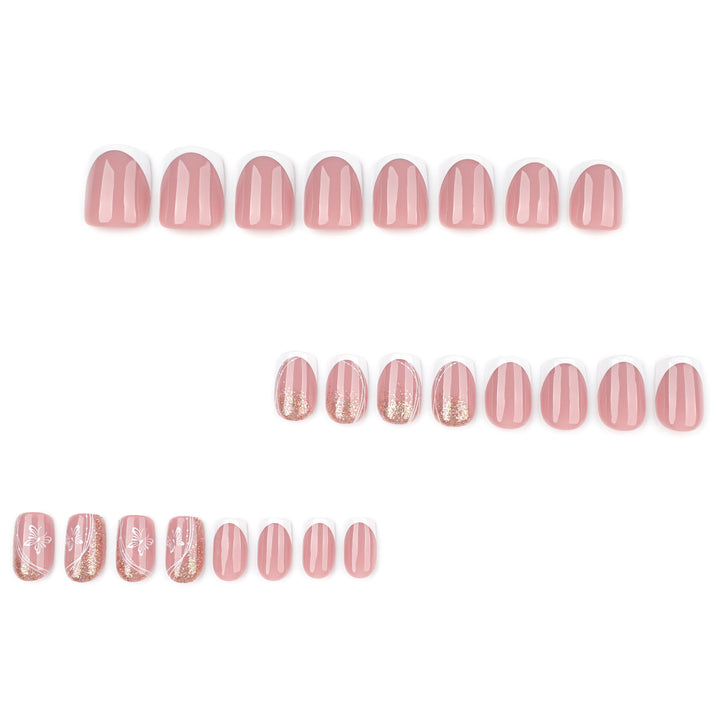 Elegant Nail Extensions with Glitter and Flower Patterns Kalsten