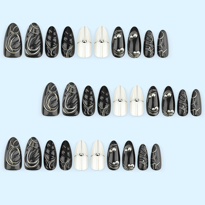 Acrylic Nail Set with Modern Design and Delicate Accents Kalsten