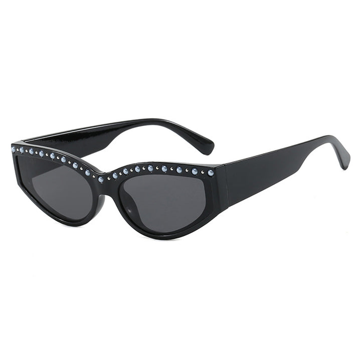 Women's Cat-Eye Sunglasses with Sparkling Rhinestone Accents and Animal Pattern Kalsten