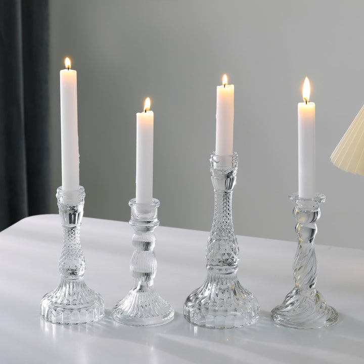 Tall Pressed Glass Decorative Candlestick Holder Kalsten