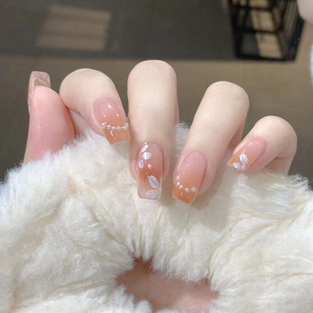Elegant Floral Press-On Nail Tips