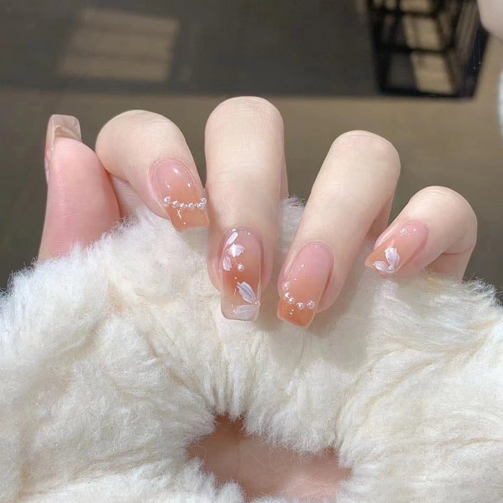 Elegant Floral Press-On Nail Tips
