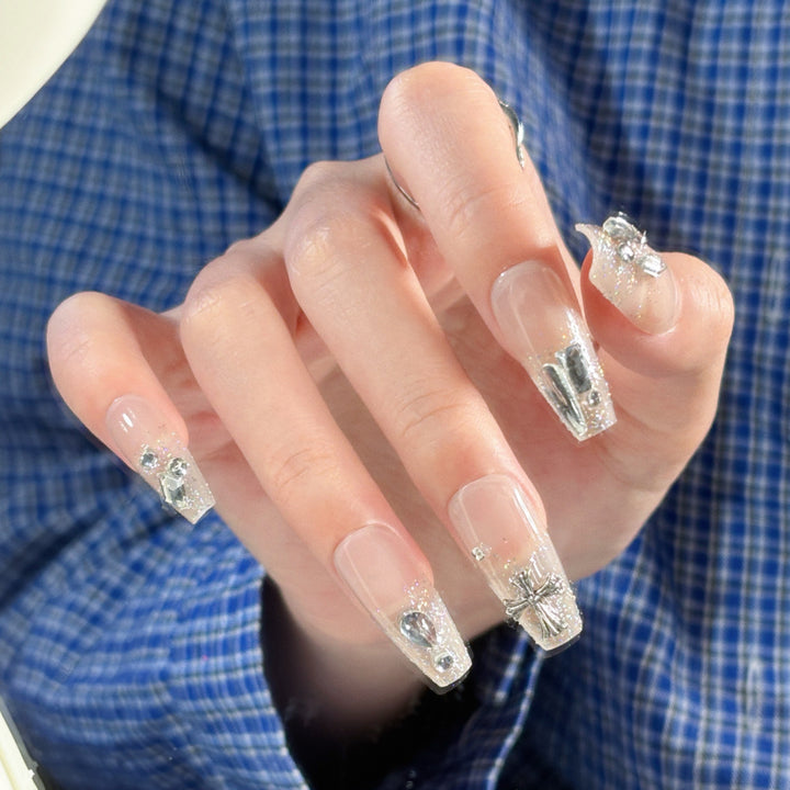 Artistic Crystal-Embellished Press-On Nail Set Kalsten