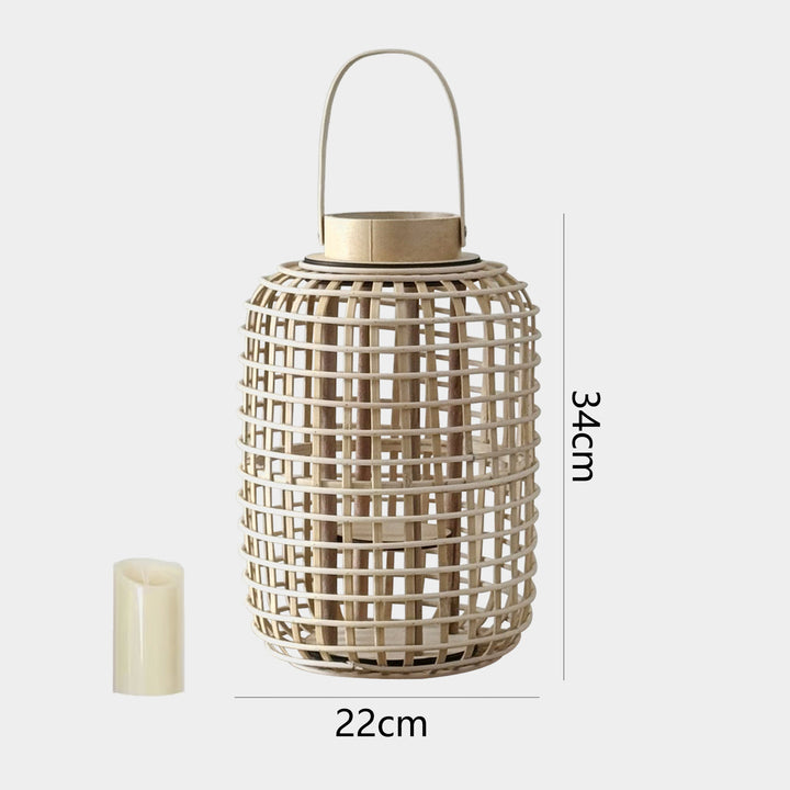 Rustic lantern made of woven material Kalsten