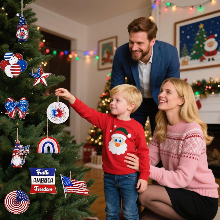 Independence Day patriotic wooden hanging ornament assortment for home and party Kalsten