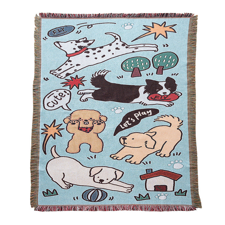 Playful Dog-Themed Throw Blanket
