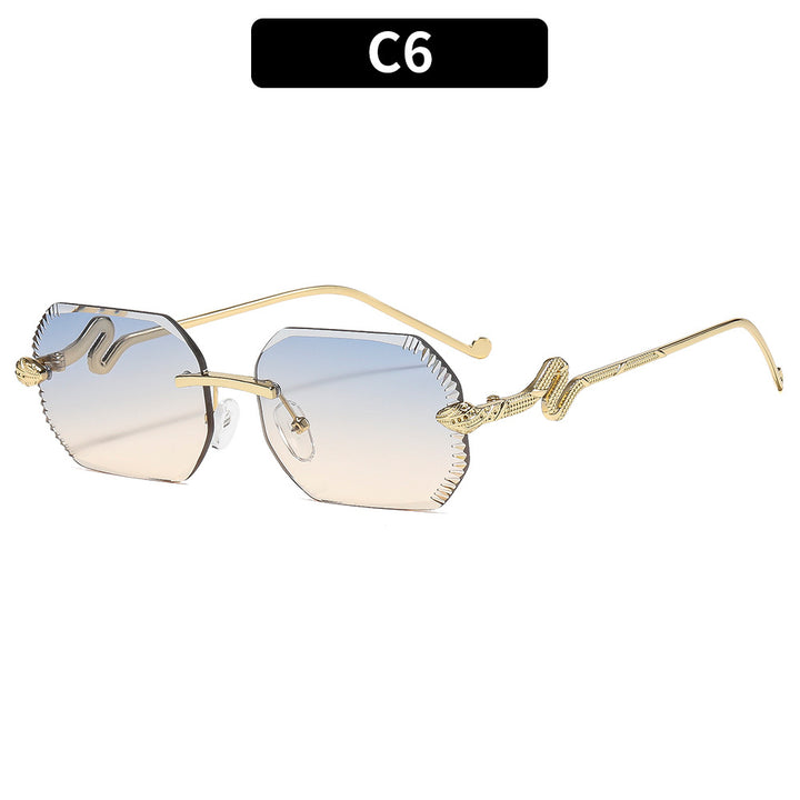 Artistic Snake-Detail Geometric Sunglasses