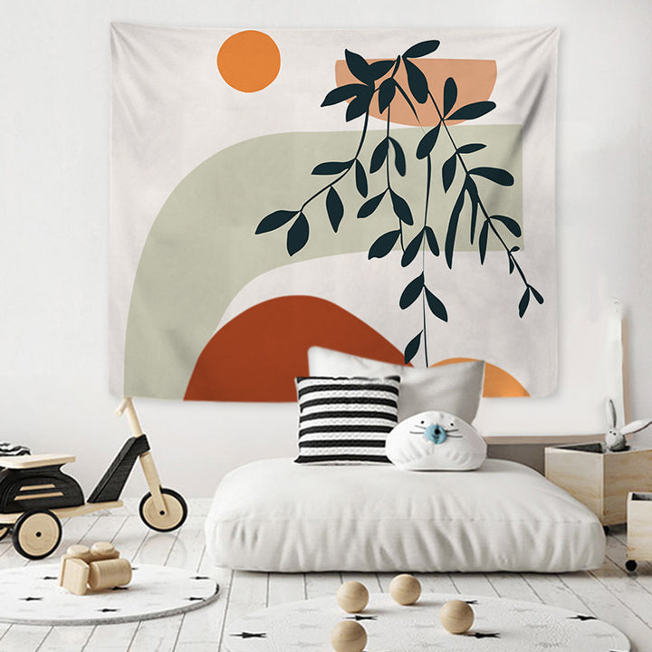 Tapestry with abstract botanical print and lightweight polyester fabric Kalsten