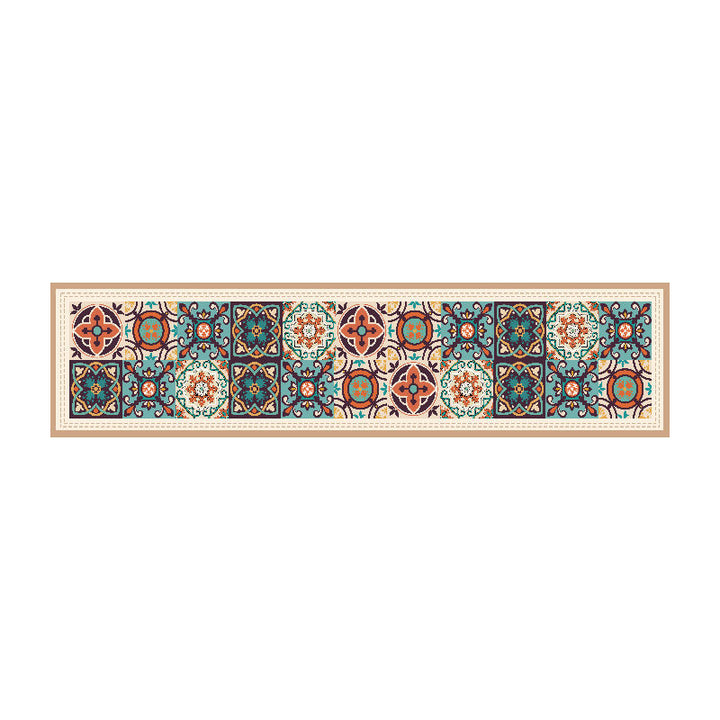 Decorative Stitched-Edge Linen-Blend Table Runner