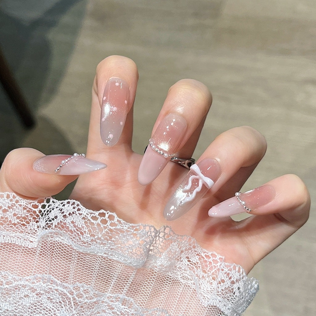 Elegant Nail Art Extensions with Pearl Accents Kalsten