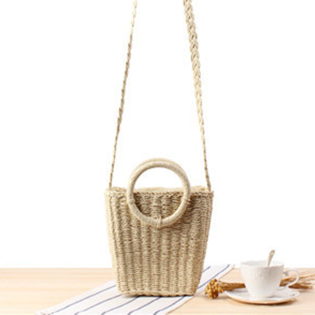 Handbag Made of Braided Natural Material with Round Handle Kalsten