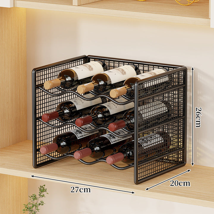 Compact Countertop Metal Wire Wine Bottle Organizer