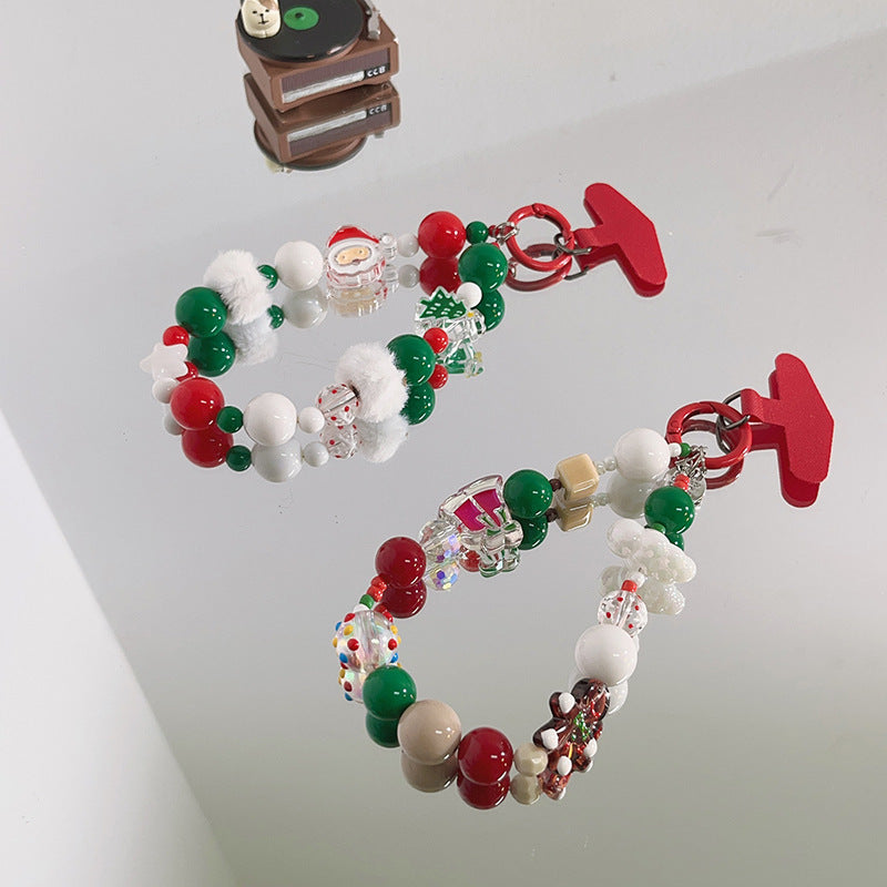 Whimsical Holiday-Themed Beaded Charm Keychain Kalsten