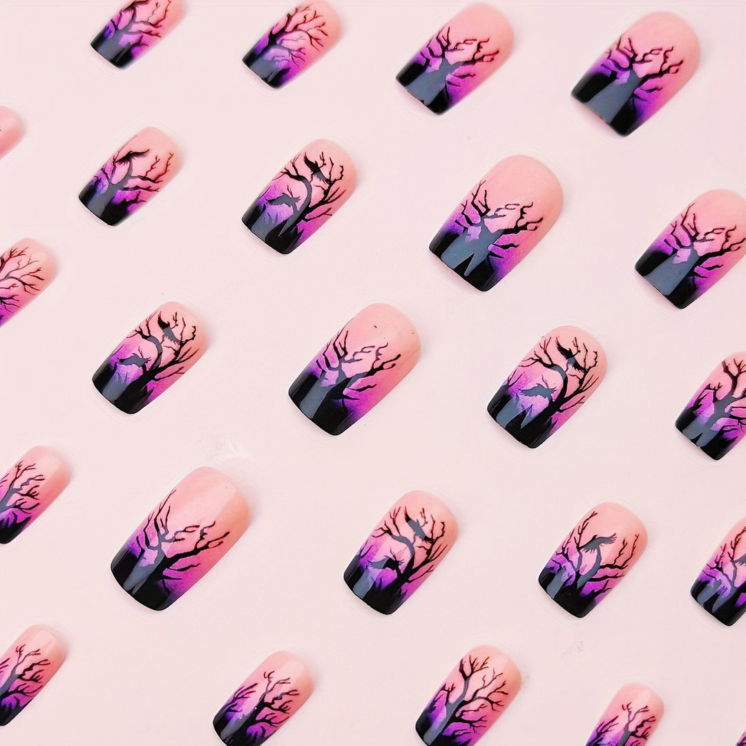 Creative nail art with mystical autumn forest design Kalsten