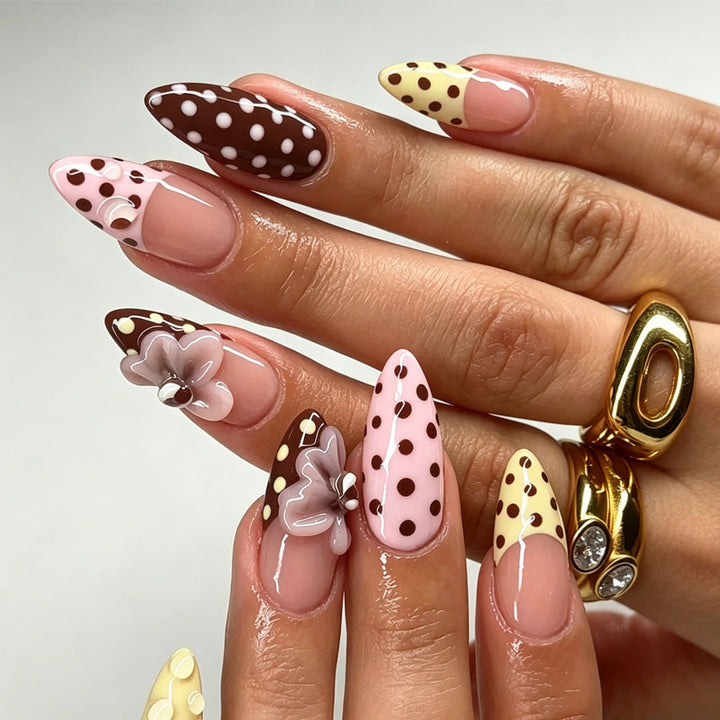 Decorative Floral Stiletto Press-On Nails Kalsten