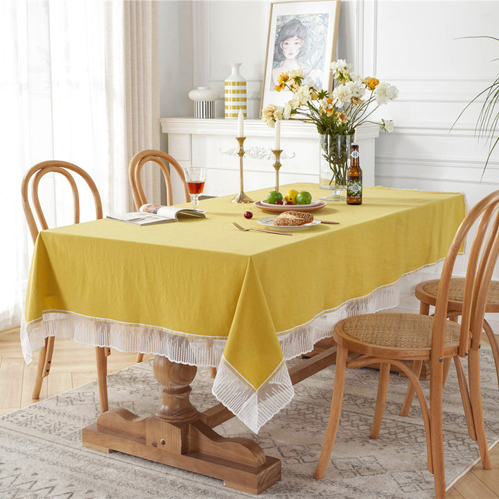 Elegant Lace Trimmed Table Cover