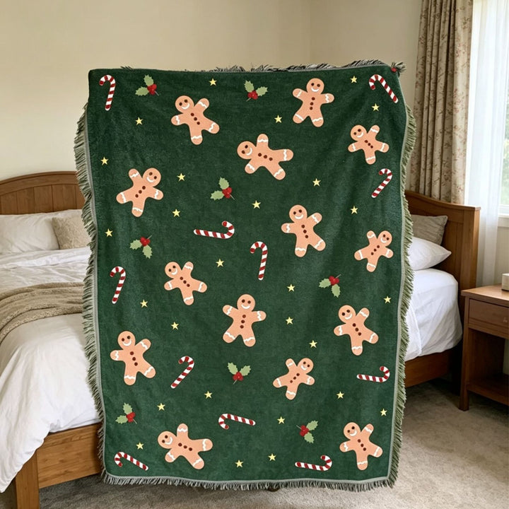 Festive Holiday Tapestry Throw Blanket