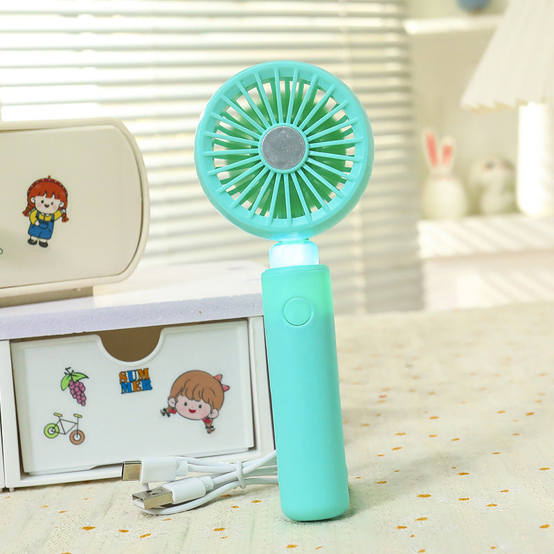 Women portable mini hand fan with integrated LED lighting and USB charging function Kalsten