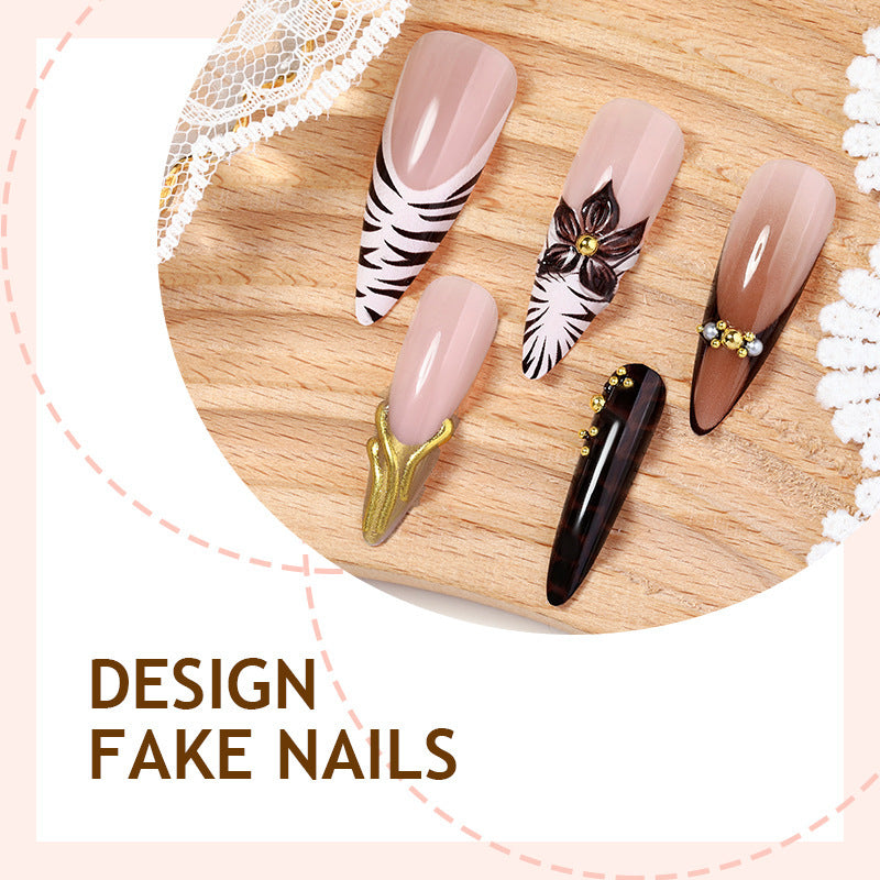 Acrylic nail set with elegant floral design and spectacular glitter accents Kalsten