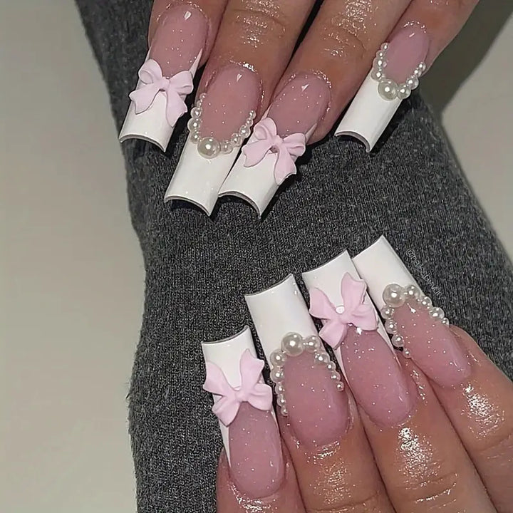 Bow-Embellished Press-On Nail Set Kalsten
