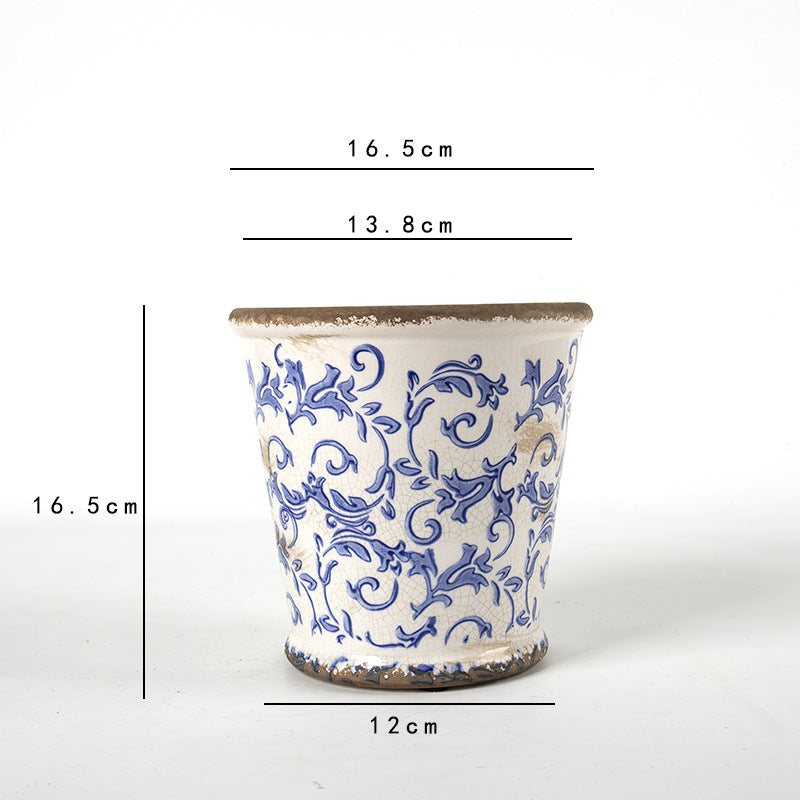 Decorative ceramic flower pot with floral design Kalsten