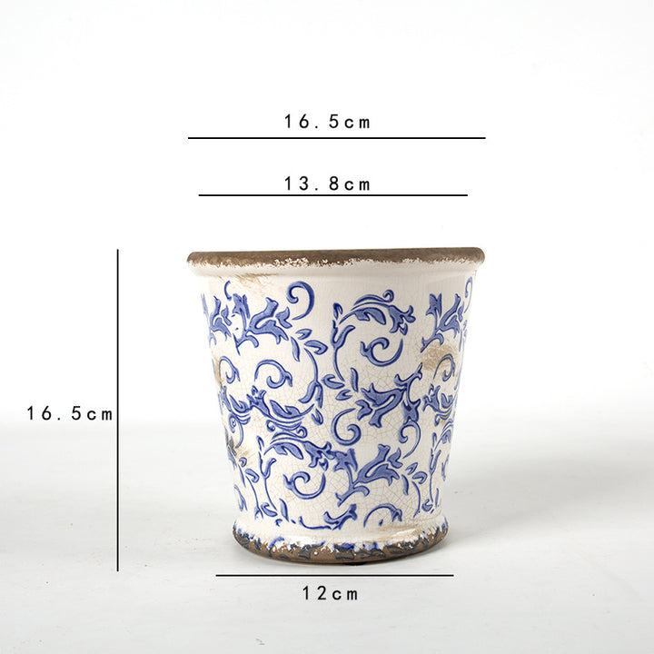 Decorative ceramic flower pot with floral design Kalsten