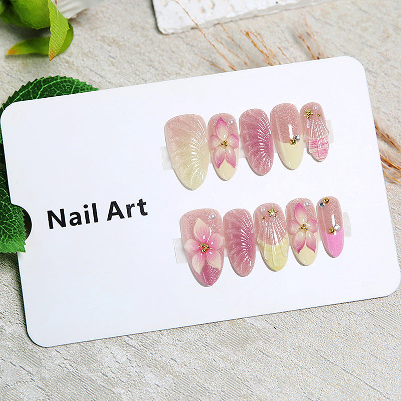 Artificial nail set with floral 3D decorations Kalsten
