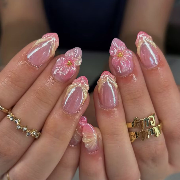 Elegant Floral Press-On Nail Art Set Kalsten