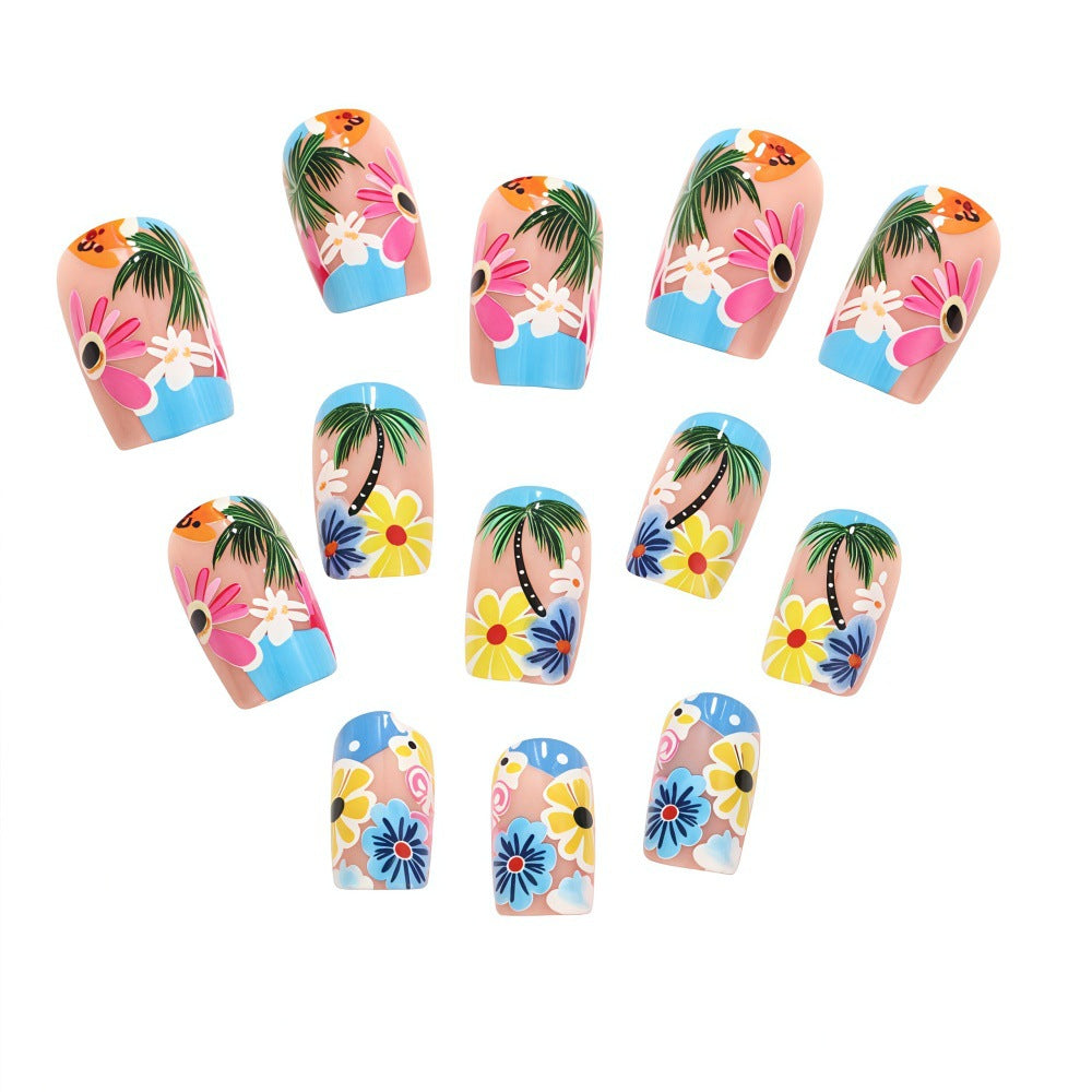 Artificial nails in tropical flower design Kalsten