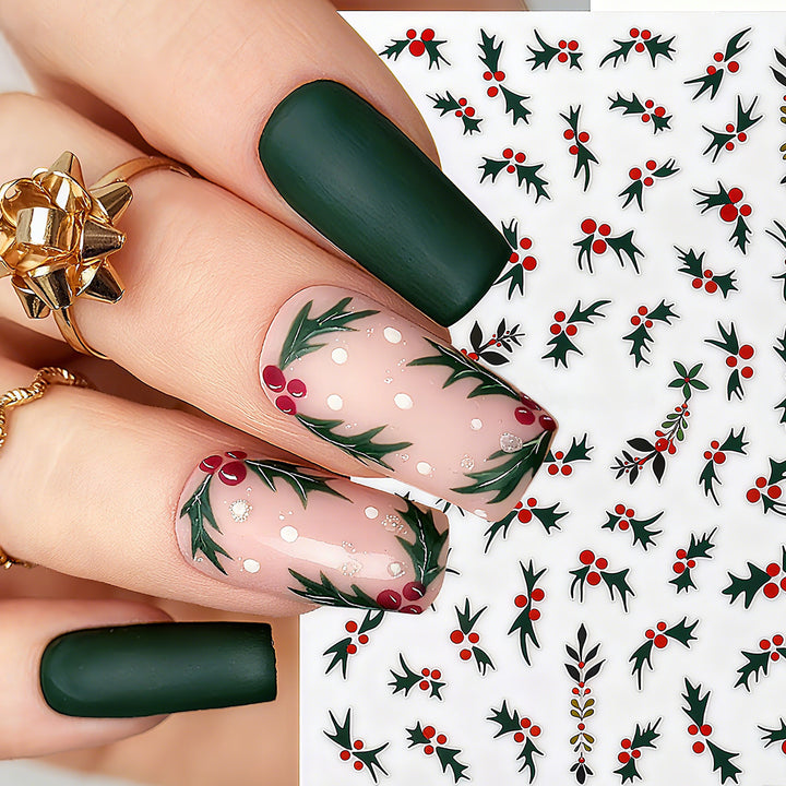 Elegant Artificial Nails with Christmas Design Kalsten