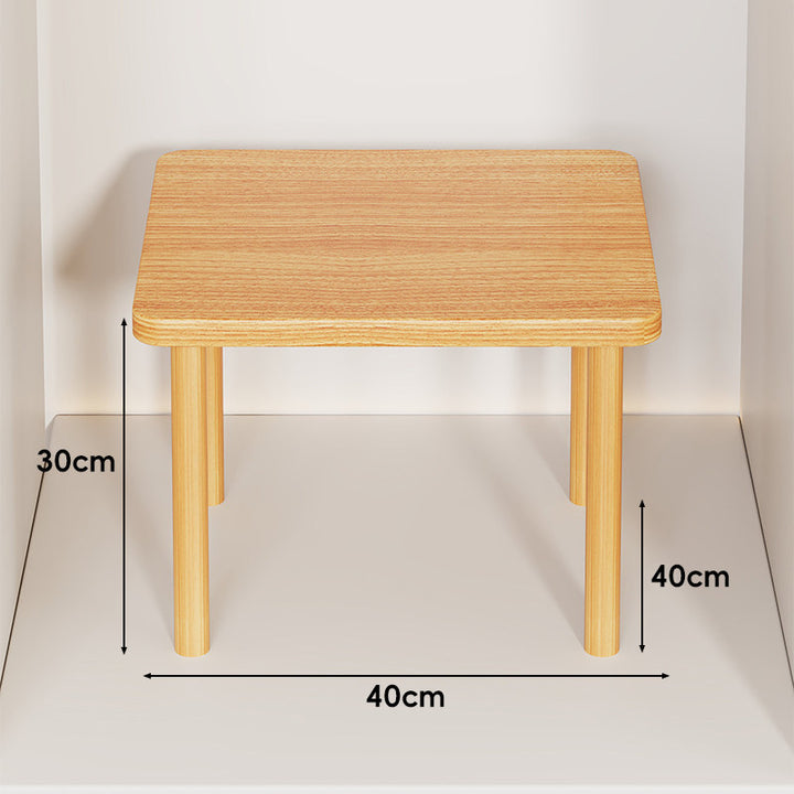 Height-Adjustable Rectangular Wooden Riser Table with Detachable Round Legs