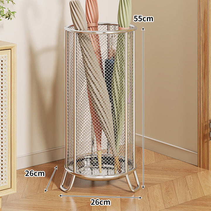 Freestanding Metal Mesh Umbrella & Walking Stick Holder with Raised Ring Base