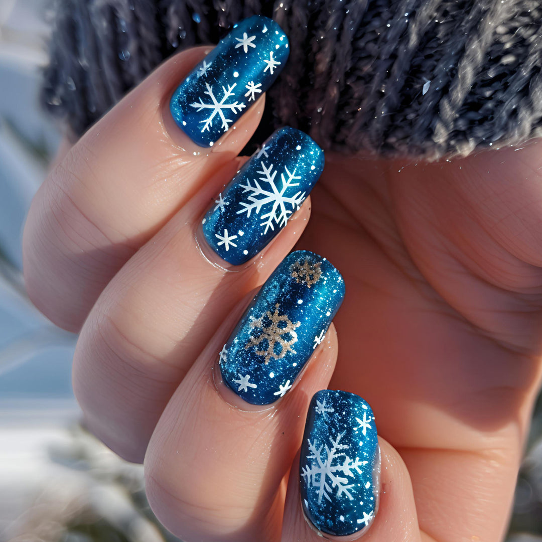 Artificial nails with shimmering winter design Kalsten