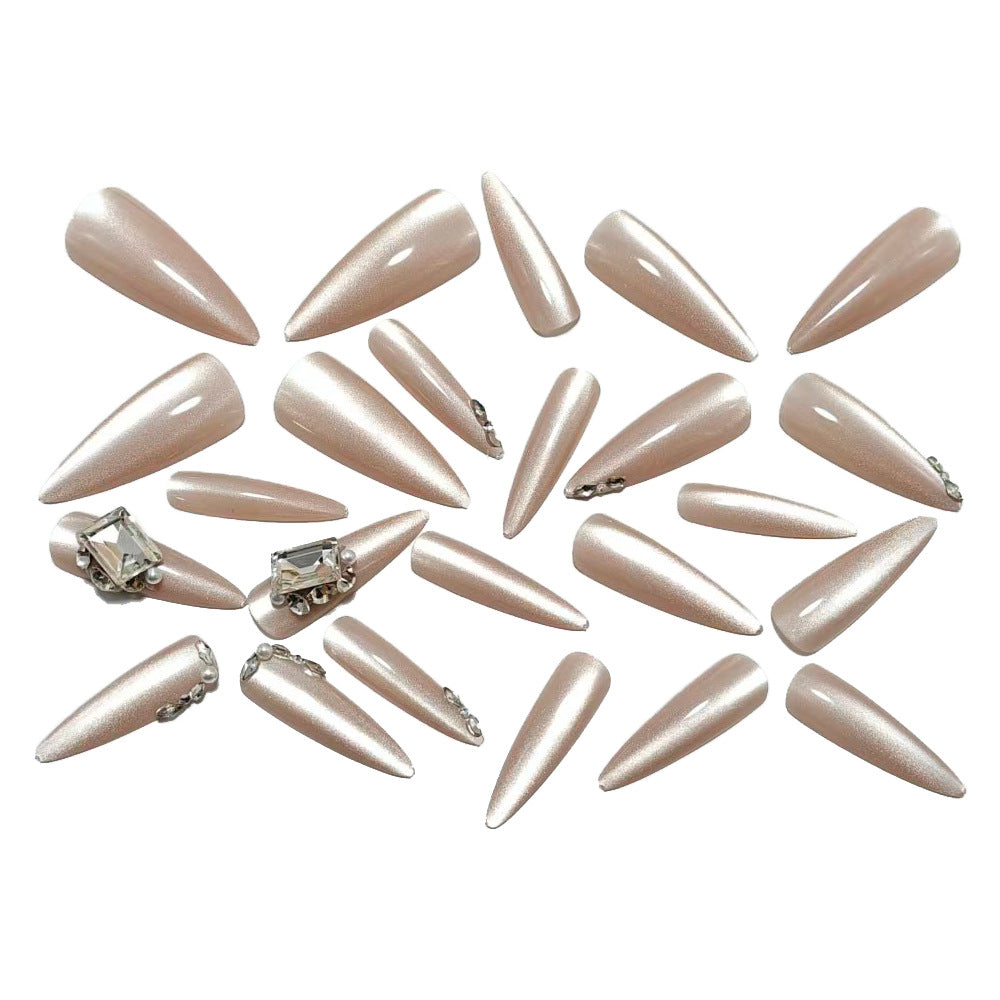 Artificial nails with elegant rhinestone decoration and glossy finish Kalsten