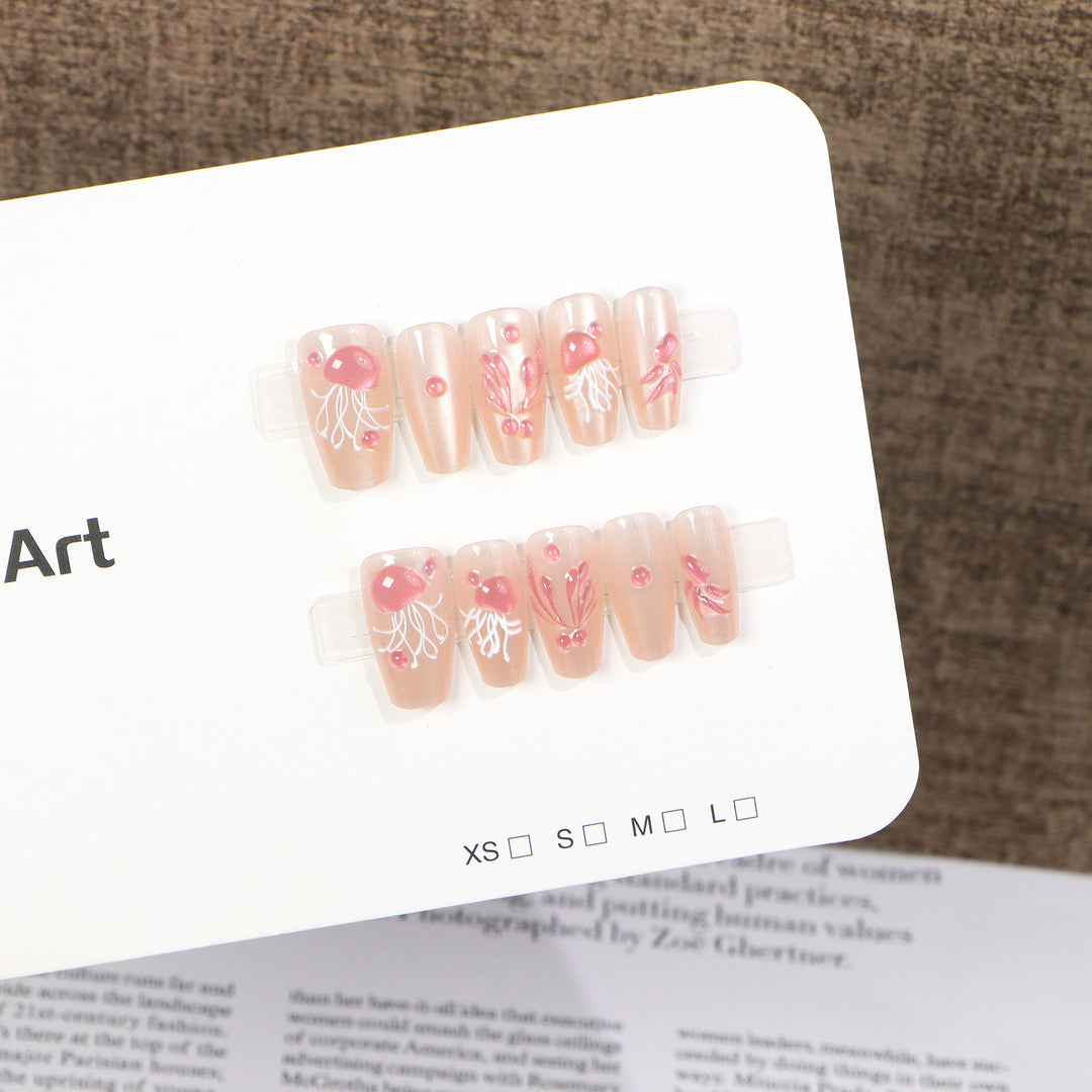 Artistic Jellyfish Press-On Nail Art Kalsten